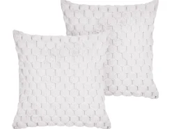 Tekstiilit<Beliani Koristetyyny Tekoturkis Valkoinen 43 X 43 Cm 2 Kpl Purslane
