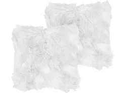 Tekstiilit<Beliani Koristetyyny Tekoturkis Valkoinen 45 X 45 Cm 2 Kpl Lubha