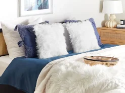 Tekstiilit<Beliani Koristetyyny Tekoturkis Valkoinen 45 X 45 Cm 2 Kpl Lubha