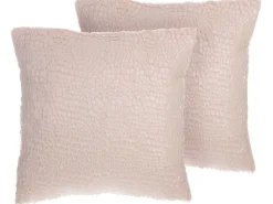 Tekstiilit<Beliani Koristetyyny Tekoturkis Vaaleanpunainen 45 X 45 Cm 2 Kpl Peony