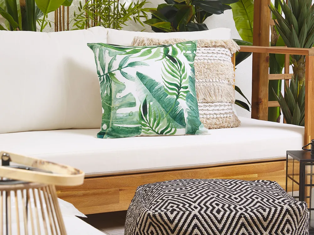 Best Sale Beliani Koristetyyny Ulkokayttoon 2Kpl Setti 45 X 45 Cm Lehtikuviolla Pavelli