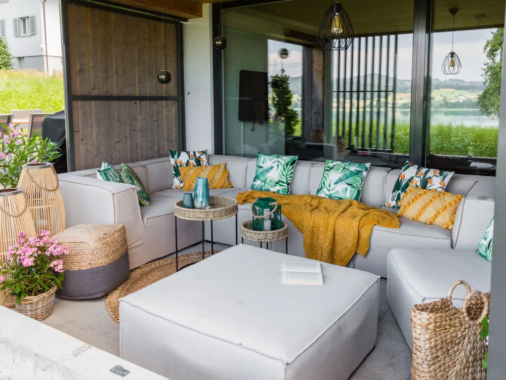 Best Sale Beliani Koristetyyny Ulkokayttoon 2Kpl Setti 45 X 45 Cm Lehtikuviolla Pavelli