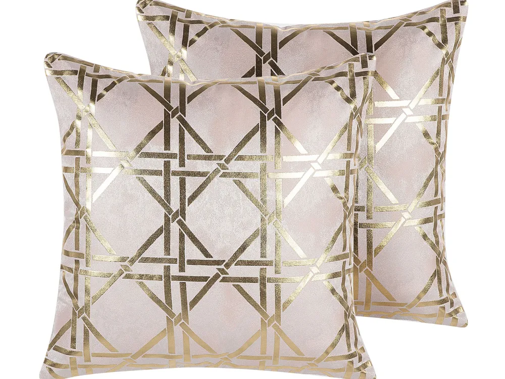 Sale Beliani Koristetyyny Vaaleanpunainen/Kulta 45 X 45 Cm 2 Kpl Cassia