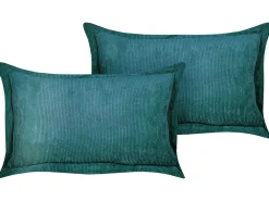 Online Beliani Koristetyyny Vakosametti Sinivihrea 47 X 27 Cm 2 Kpl Zinnia