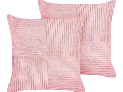 Shop Beliani Koristetyyny Vakosametti Vaaleanpunainen 43 X 43 Cm 2 Kpl Millet