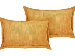 Discount Beliani Koristetyyny Vakosametti Sinapinkeltainen 47 X 27 Cm 2 Kpl Zinnia