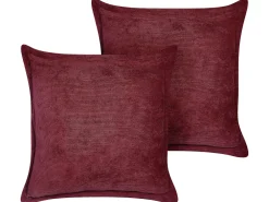 Tekstiilit<Beliani Koristetyyny Vakosametti Viininpunainen 43 X 43 Cm 2 Kpl Zinnia