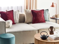 Tekstiilit<Beliani Koristetyyny Vakosametti Viininpunainen 43 X 43 Cm 2 Kpl Zinnia