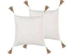 Tekstiilit<Beliani Koristetyyny Valkoinen Kohokuvioitu 45 X 45 Cm 2 Kpl Azalea