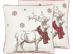 Store Beliani Koristetyyny 45X45 Cm 2 Kpl Punavalkoinen Sven