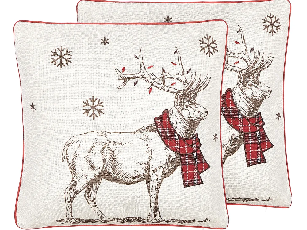 Store Beliani Koristetyyny 45X45 Cm 2 Kpl Punavalkoinen Sven