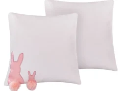 Outlet Beliani Koristetyynysetti 2 Kpl Pupukuviolla 45 X 45 Cm Valkoinen/Vaaleanpunainen Philox