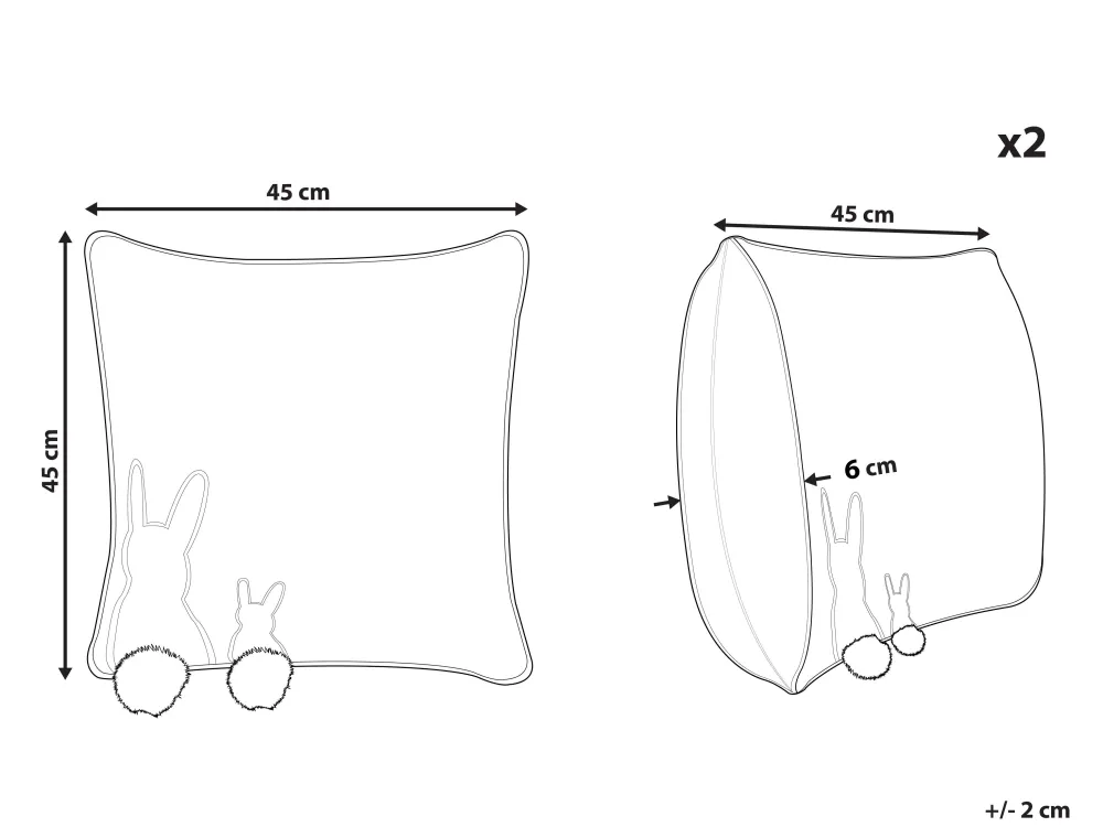 Outlet Beliani Koristetyynysetti 2 Kpl Pupukuviolla 45 X 45 Cm Valkoinen/Vaaleanpunainen Philox