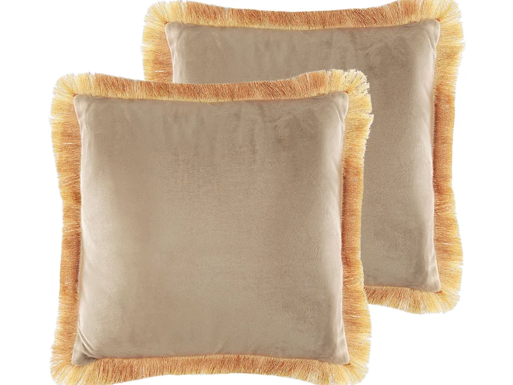Outlet Beliani Koristetyynysetti 45 X 45 Cm Samettinen Beige Pothos
