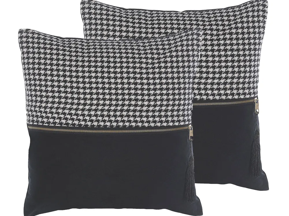 Discount Beliani Koristetyynysetti 45 X 45 Cm Musta / Valkoinen Kinwat