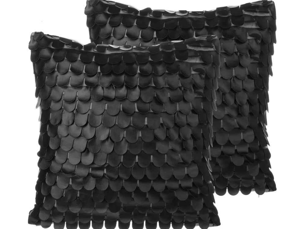 Online Beliani Koristetyynysetti Keinonahkaa 45X45Cm Musta Lobelia