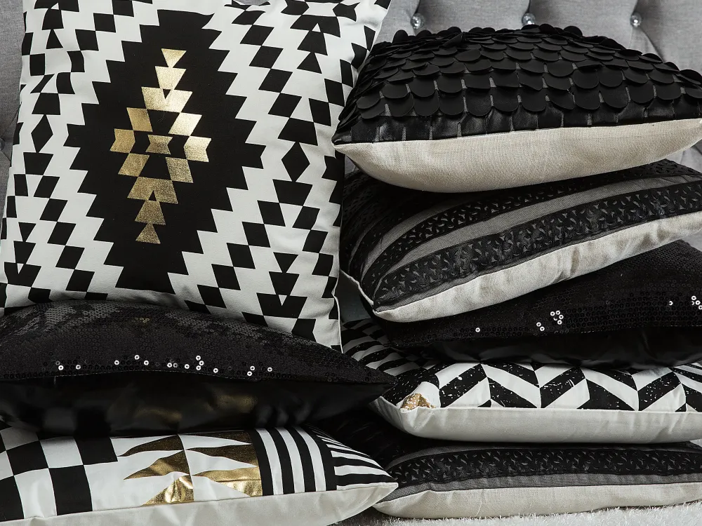 Online Beliani Koristetyynysetti Keinonahkaa 45X45Cm Musta Lobelia