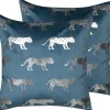 Outlet Beliani Koristetyynysetti Sininen Sametti Tiikerikuvio 45X45Cm Bluebell