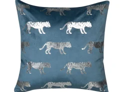 Outlet Beliani Koristetyynysetti Sininen Sametti Tiikerikuvio 45X45Cm Bluebell