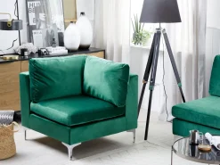 Flash Sale Beliani Kulmamoduuli Sametti Vihrea Evja