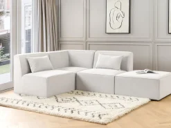 Nojatuolit<Beliani Kulmamoduuli Vakosametti Luonnonvalkoinen Lemvig