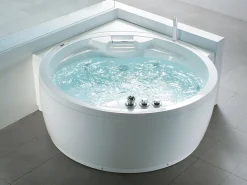 Kylpy- & Poreammeet<Beliani Kulmaporeamme Led-Valot Bluetooth-Kaiutin Valkoinen 150 X 114 Cm Milano