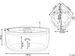 Kylpy- & Poreammeet<Beliani Kulmaporeamme Led-Valot Bluetooth-Kaiutin Valkoinen 150 X 114 Cm Milano