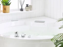 Kylpy- & Poreammeet<Beliani Kulmaporeamme Led-Valot Bluetooth-Kaiutin Valkoinen 150 X 114 Cm Milano