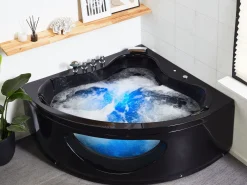 Kylpy- & Poreammeet<Beliani Kulmaporeamme Led-Valot Musta 205 X 146 Cm Tocoa