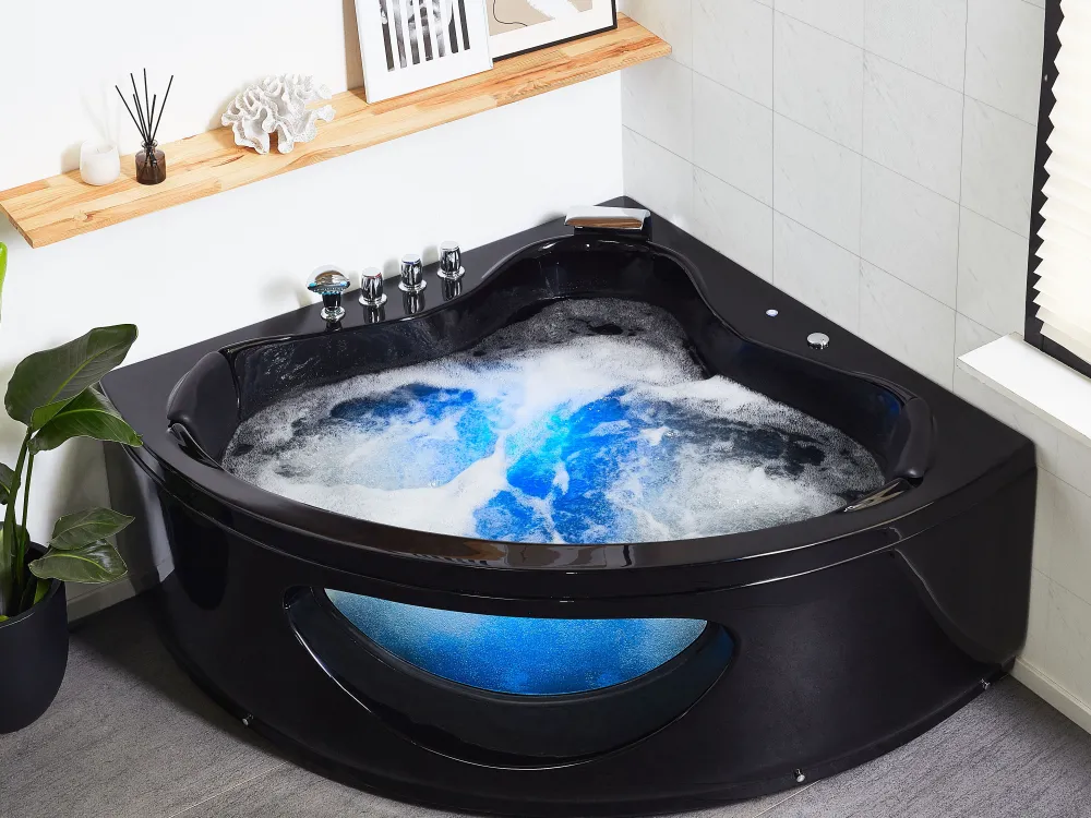 Kylpy- & Poreammeet<Beliani Kulmaporeamme Led-Valot Musta 205 X 146 Cm Tocoa