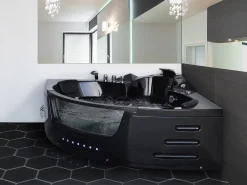 Kylpy- & Poreammeet<Beliani Kulmaporeamme Led-Valot Musta 214 X 155 Cm Martinica