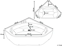 Hot Beliani Kulmaporeamme Led-Valot Musta 200 X 140 Cm Meves