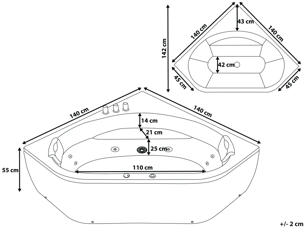 Hot Beliani Kulmaporeamme Led-Valot Musta 200 X 140 Cm Meves