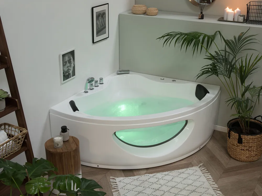 Flash Sale Beliani Kulmaporeamme Led-Valot Valkoinen 205 X 146 Cm Tocoa