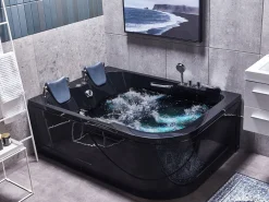 Kylpy- & Poreammeet<Beliani Kulmaporeamme Oikeak. Led-Valot Musta 170 X 119 Cm Bayamo