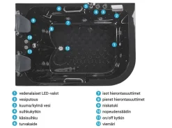 Kylpy- & Poreammeet<Beliani Kulmaporeamme Oikeak. Led-Valot Musta 170 X 119 Cm Bayamo