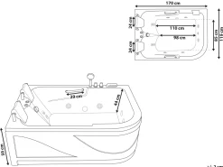 Kylpy- & Poreammeet<Beliani Kulmaporeamme Oikeak. Led-Valot Musta 170 X 119 Cm Bayamo