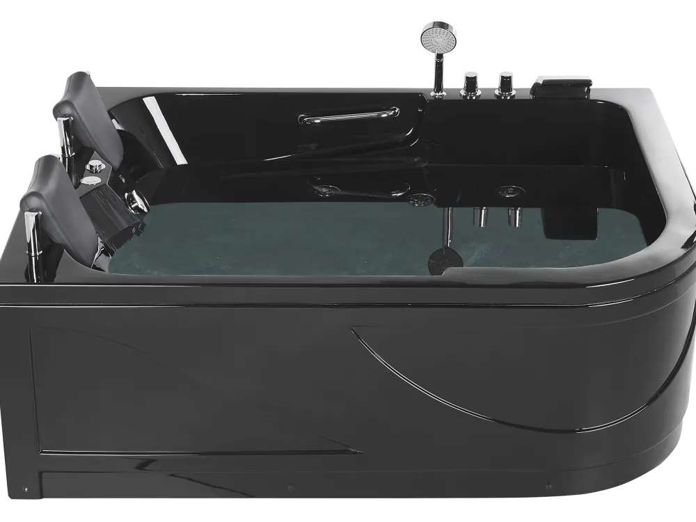 Kylpy- & Poreammeet<Beliani Kulmaporeamme Oikeak. Led-Valot Musta 170 X 119 Cm Bayamo