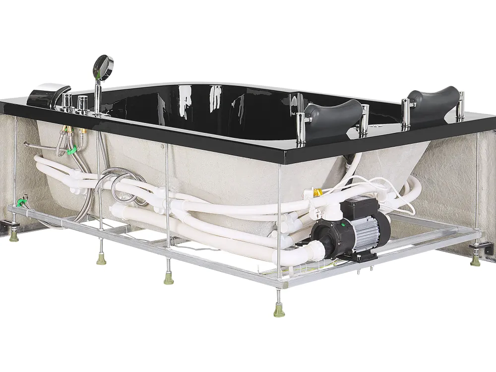 Kylpy- & Poreammeet<Beliani Kulmaporeamme Oikeak. Led-Valot Musta 170 X 119 Cm Bayamo