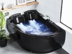 Best Sale Beliani Kulmaporeamme Oikeak. Led-Valot Musta 160 X 113 Cm Paradiso