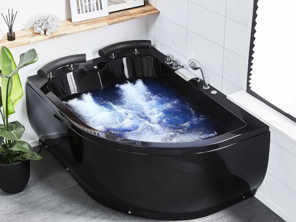 Best Sale Beliani Kulmaporeamme Oikeak. Led-Valot Musta 160 X 113 Cm Paradiso