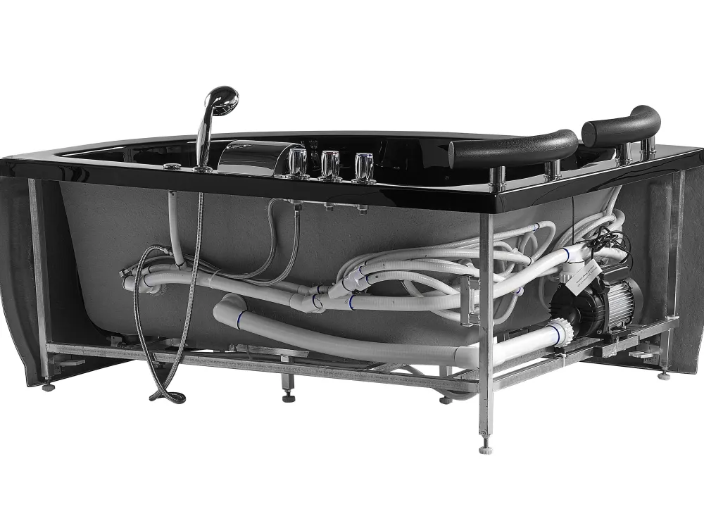 Best Sale Beliani Kulmaporeamme Oikeak. Led-Valot Musta 160 X 113 Cm Paradiso