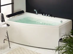 Store Beliani Kulmaporeamme Oikeak. Led-Valot Valkoinen 182 X 122 Cm Serrana