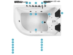 Kylpy- & Poreammeet<Beliani Kulmaporeamme Vasenk. Led-Valot Valkoinen 180 X 120 Cm Calama