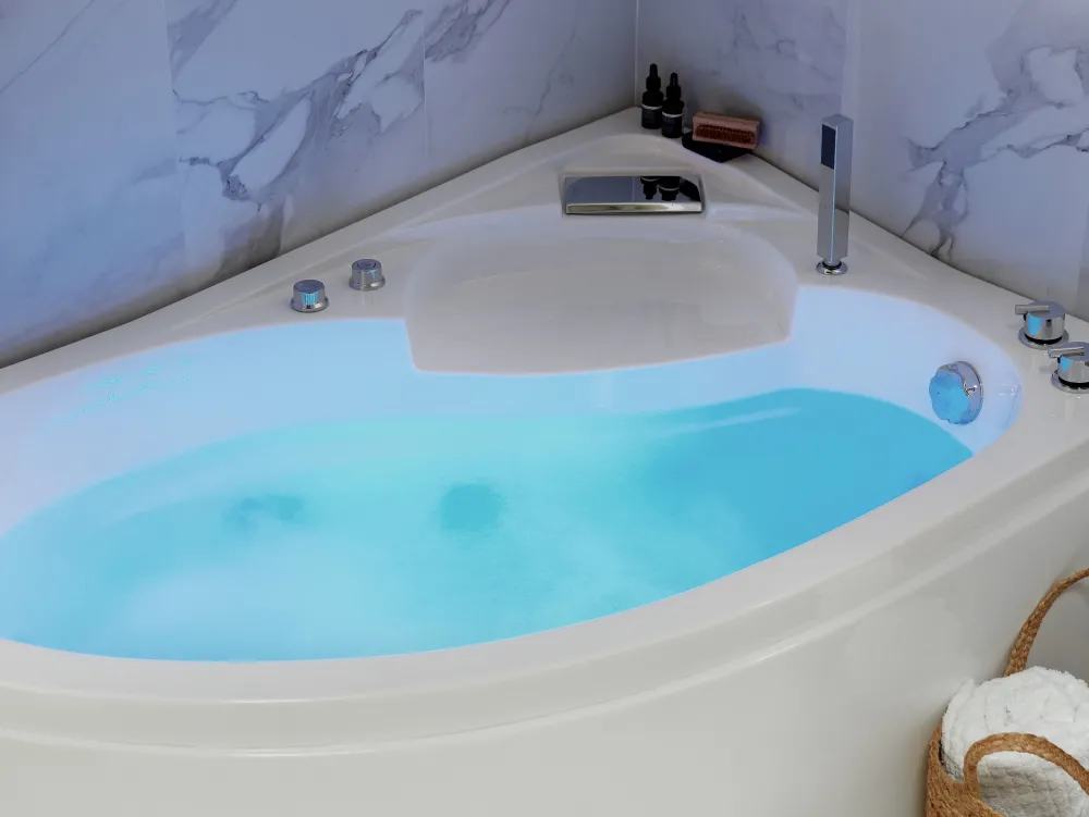 Discount Beliani Kulmaporeamme Vasenk. Led-Valot Valkoinen 150 X 100 Cm Neiva