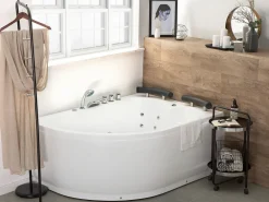 Kylpy- & Poreammeet<Beliani Kulmaporeamme Vasenk. Led-Valot Valkoinen 160 X 113 Cm Paradiso