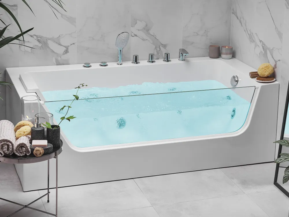 Kylpy- & Poreammeet<Beliani Kulmaporeamme Vasenk. Valkoinen 170 X 80 Cm Puquio