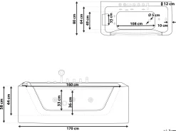 Kylpy- & Poreammeet<Beliani Kulmaporeamme Vasenk. Valkoinen 170 X 80 Cm Puquio