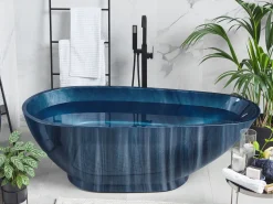 Cheap Beliani Kylpyamme Marmorikuvio Laivastonsininen 170 X 80 Cm Rioja