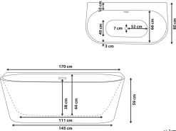 Kylpy- & Poreammeet<Beliani Kylpyamme Musta 170 X 80 Cm Harvey